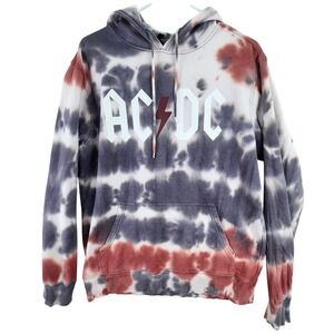 ACDC Tie Dye Hoodie Sweatshirt Men's Size M Rock Band Graphic Pullover